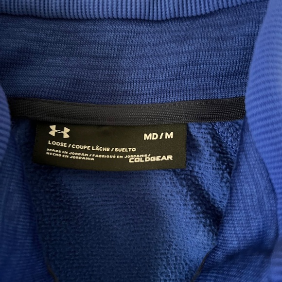 Under Armour Men’s Cold Gear Sweater Quarter Zip Pullover Royal Blue Medium - Picture 3 of 3